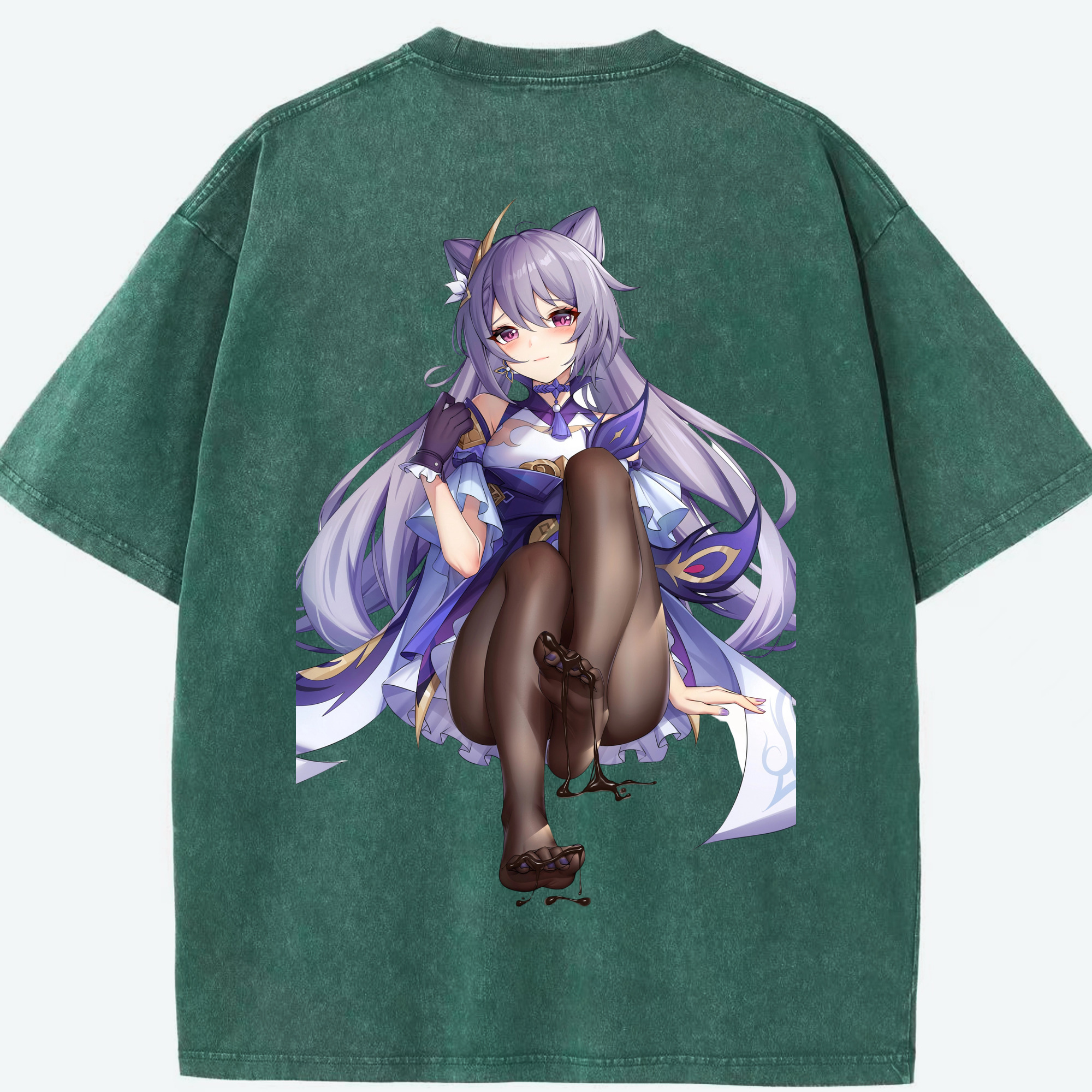 げんし神 刻晴 こくせい genshin Kokusei 綿100% ヴィンテージ風 半袖Tシャツ（背面プリント）